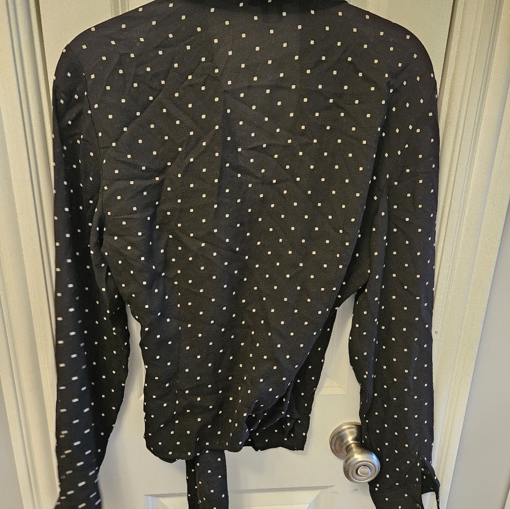 Ann Taylor Black Wrap 100% Silk Top - Picture 3 of 4